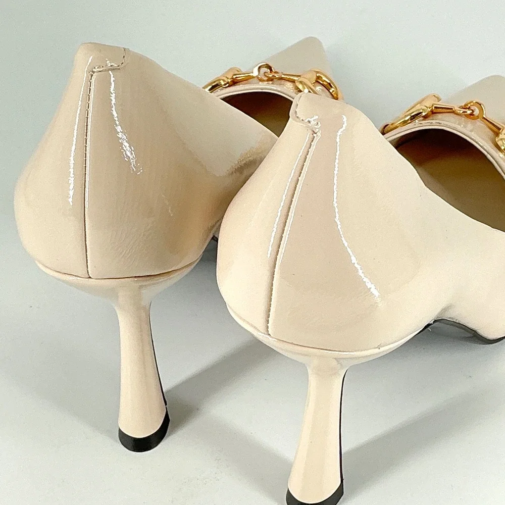 Jeffrey Campbell Size 10 Cream Patent Leather Horsebit Pumps NEW Estella $145